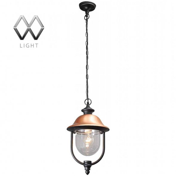 Подвес уличный MW-Light Дубай, 1 лампа, чёрный с медью, прозрачный (805010401)