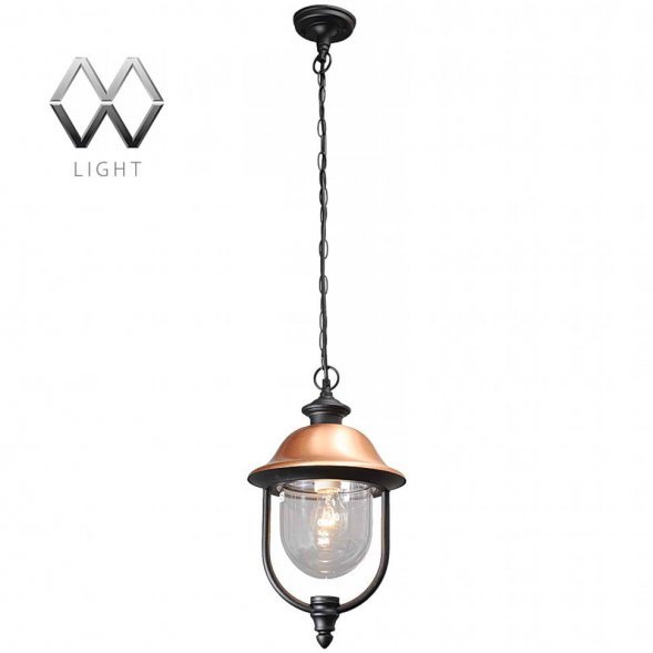 Подвес уличный MW-Light Дубай, 1 лампа, чёрный с медью, прозрачный (805010401)