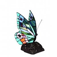 Настольная лампа Omnilux "Бабочка" тиффани, 1 лампа, бронза (OML-81204-01)