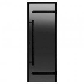 HARVIA Двери стеклянные LEGEND 8/19 черная коробка алюминий, стекло серое