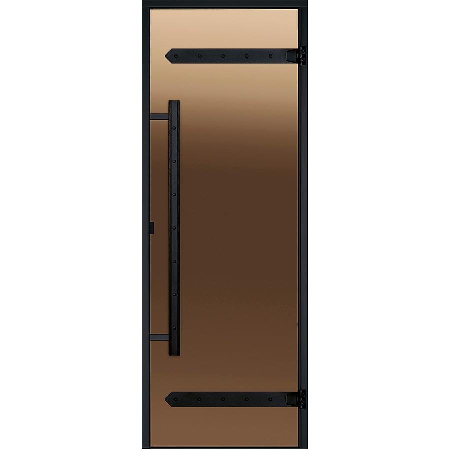 HARVIA Двери стеклянные LEGEND 8/19 черная коробка сосна, бронза D81901ML