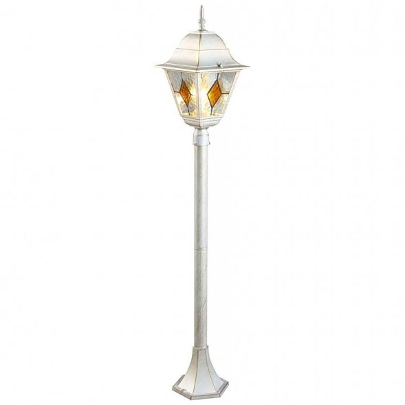 Столб уличный Arte Lamp Berlin, 1 плафон, белый с золотом, прозрачный с коньячным (A1016PA-1WG)