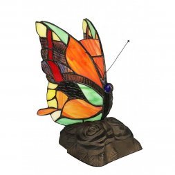 Настольная лампа тиффани Omnilux, 1 плафон, коричневый, разноцветный (OML-81234-01)