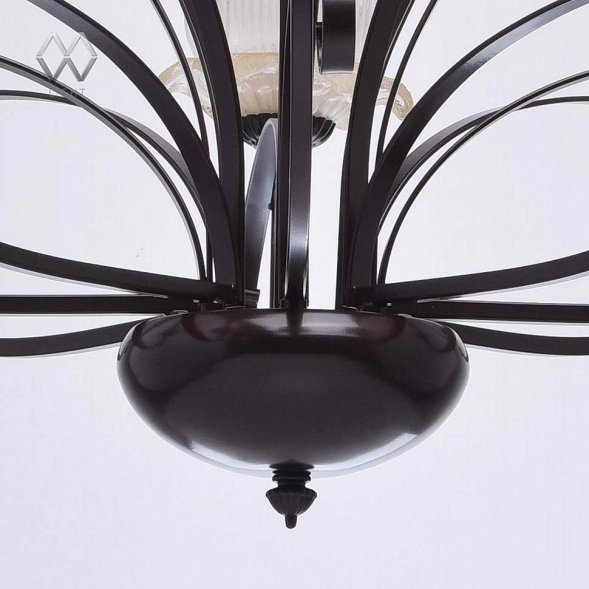 Люстра подвесная MW-Light Вирджиния, 8 плафонов, коричневый, прозрачный с янтарным (444012008)
