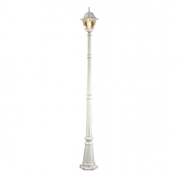 Столб уличный Arte Lamp Berlin, 1 плафон, белый с золотом, прозрачный с коньячным (A1017PA-1WG)