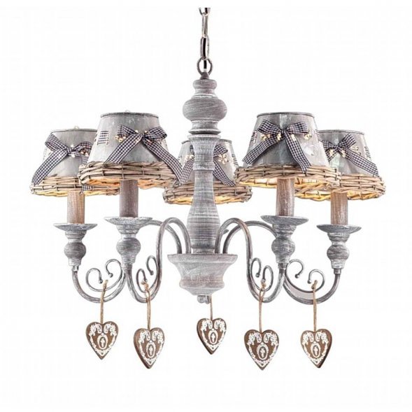 Люстра подвесная Arte Lamp Fattoria, 5 плафонов, серый с коричневым (A5290LM-5RI)
