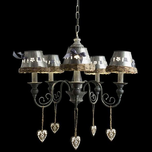 Люстра подвесная Arte Lamp Fattoria, 5 плафонов, серый с коричневым (A5290LM-5RI)