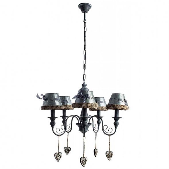 Люстра подвесная Arte Lamp Fattoria, 5 плафонов, серый с коричневым (A5290LM-5RI)
