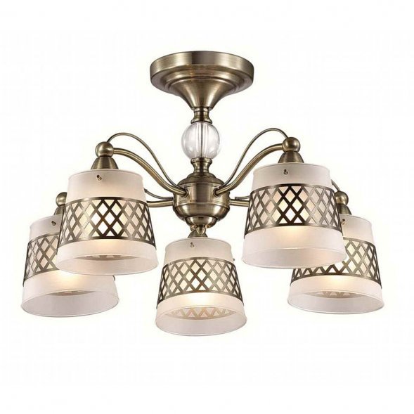 Люстра потолочная Lumion Castella, 5 плафонов, бронза с прозрачным и белым (3050/5C)