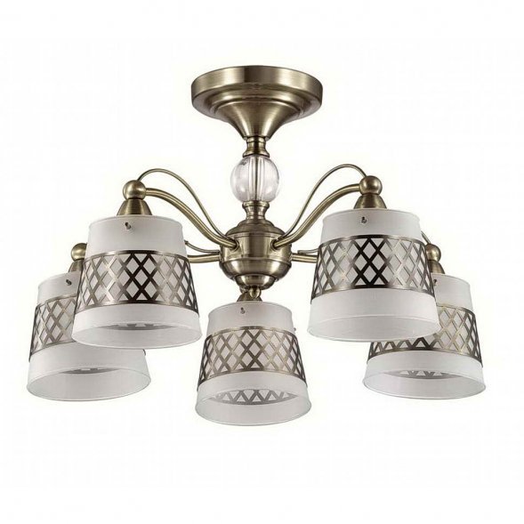 Люстра потолочная Lumion Castella, 5 плафонов, бронза с прозрачным и белым (3050/5C)