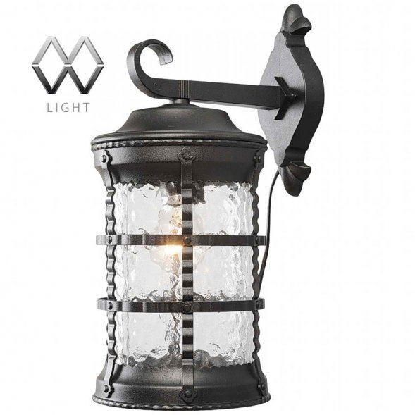 Бра уличное MW-Light Донато, 1 плафон, чёрный, прозрачный, вниз (810020201)
