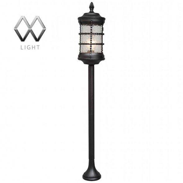 Столб уличный MW-Light Донато, 1 плафон, чёрный, прозрачный (810040501)