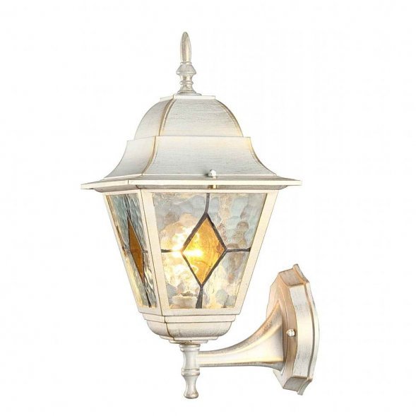 Бра уличное Arte Lamp Berlin, 1 плафон, белый с золотом, прозрачным и коньячным (A1011AL-1WG)