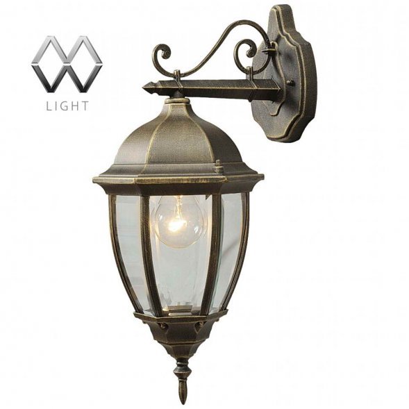 Бра уличное MW-Light Фабур, 1 плафон, бронза, вниз (804020201)