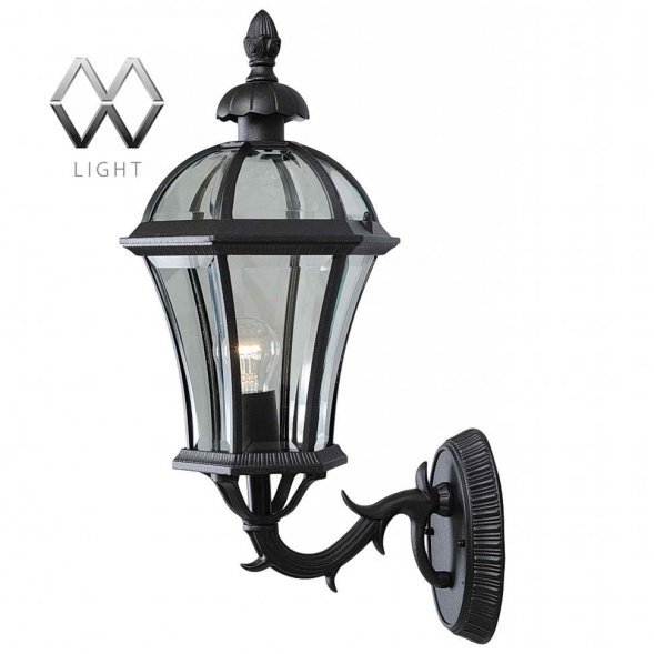 Бра уличное MW-Light Сандра, 1 плафон, черный, прозрачный, вверх (811020101)