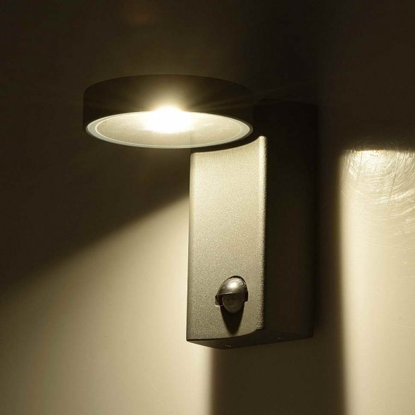 Светильник настенный с датчиком движения MW-Light Меркурий, 1 плафон, серый с прозрачным (807022001)