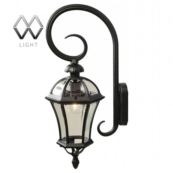 Бра уличное MW-Light Сандра, 1 плафон, черный, прозрачный, вниз (811020401)