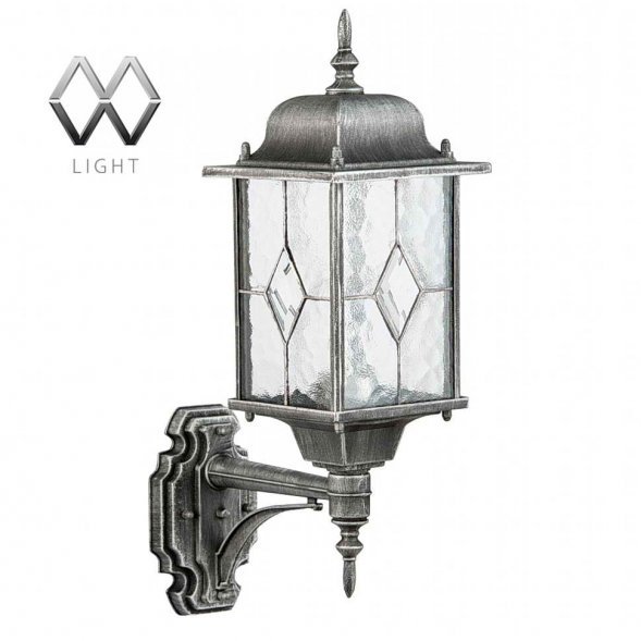 Бра уличное MW-Light Бургос, 1 плафон, чёрный с серебром, прозрачный, вверх (813020101)