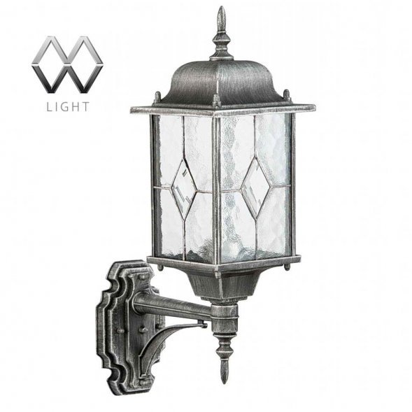 Бра уличное MW-Light Бургос, 1 плафон, чёрный с серебром, прозрачный, вверх (813020101)