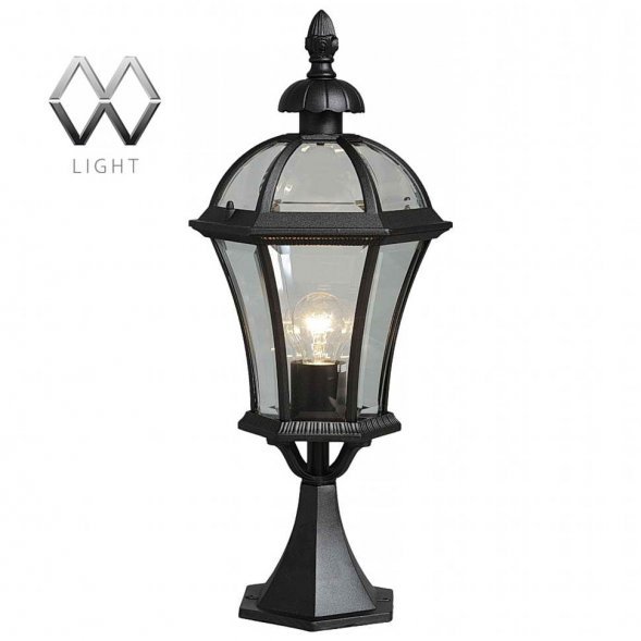 Столб уличный MW-Light Сандра, 1 плафон, черный, прозрачный (811040201)