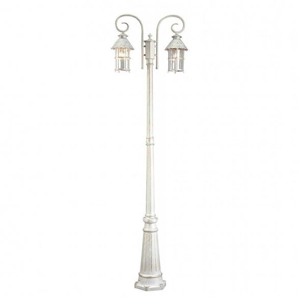 Столб уличный Arte Lamp Prague, 2 плафона, белый с золотом и прозрачным (A1467PA-2WG)