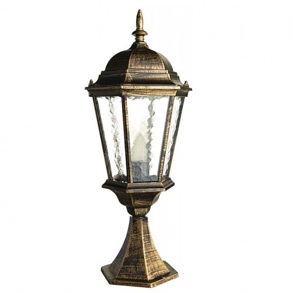 Столб уличный Arte Lamp Genova, 1 плафон, черный с золотом, прозрачный (A1204FN-1BN)