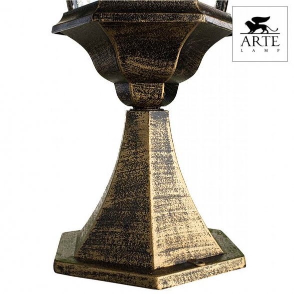 Столб уличный Arte Lamp Genova, 1 плафон, черный с золотом, прозрачный (A1204FN-1BN)