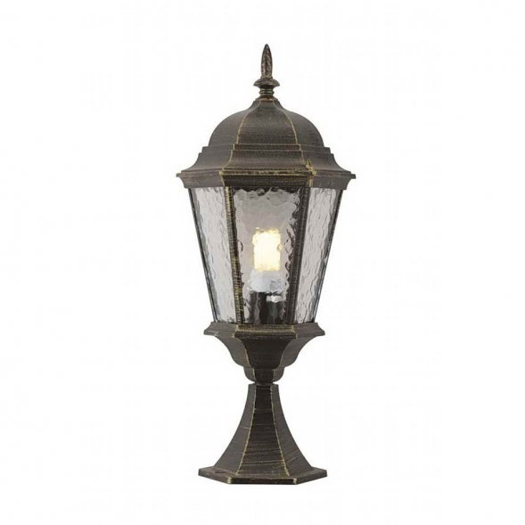 Столб уличный Arte Lamp Genova, 1 плафон, черный с золотом, прозрачный (A1204FN-1BN)