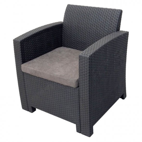 Кресло (2шт.) b:rattan Arizona, антрацит (2 подушки)