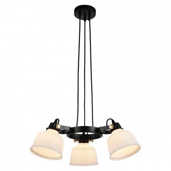 Люстра подвесная хрустальная ST Luce, 3 плафона, черный с золотом, белый (SL714.403.03)