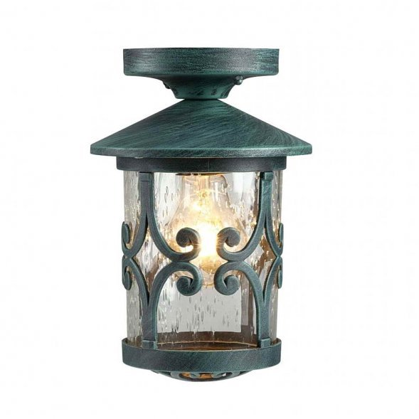 Светильник потолочный уличный Arte Lamp Persia, 1 плафон, черный с зеленым и прозрачны (A1453PF-1BG)
