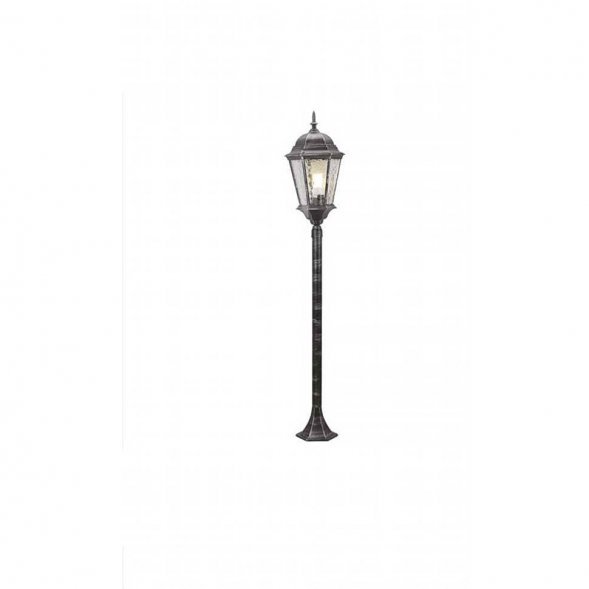 Столб уличный Arte Lamp Genova, 1 плафон, черный с серебром, прозрачный (A1206PA-1BS)