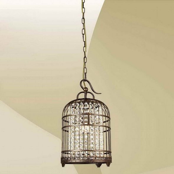Подвес хрустальный Favourite Cage, 1 плафон, коричневый, прозрачный (9578-1P)