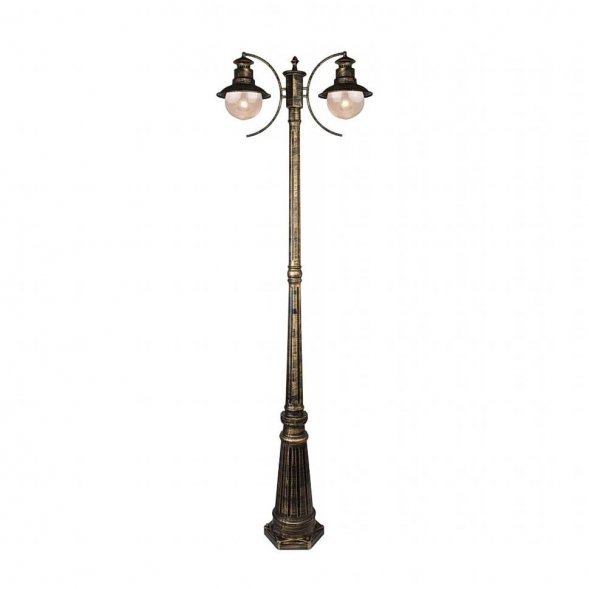 Столб уличный Arte Lamp Amsterdam, 2 плафона, черный с золотом и прозрачным (A1523PA-2BN)