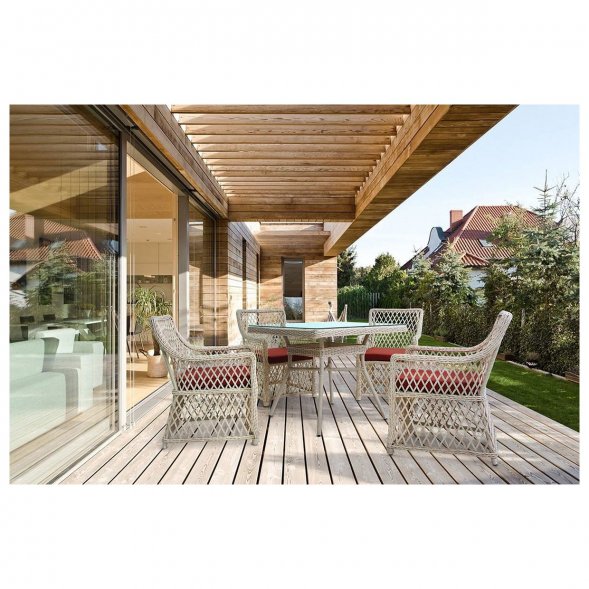 Комплект мебели MOKKA VILLA ROSA (стол обеденный квадратный, 4 кресла)