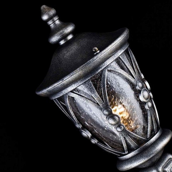 Столб уличный Maytoni Rua Augusta, 1 плафон, черный с серебром, прозрачный (S103-119-51-B)