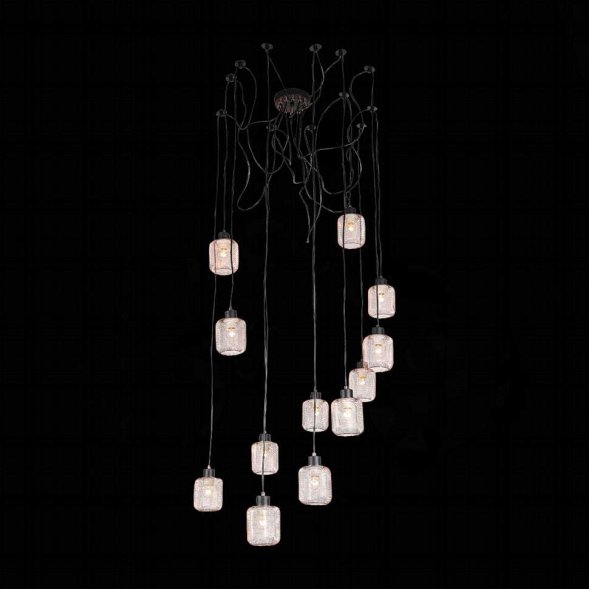 Люстра подвесная ST Luce Forto, 12 плафонов, черный с латунью (SL193.303.12)