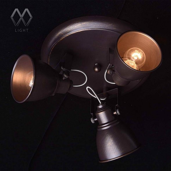 Спот MW-Light Ринген, 3 плафона, коричневый с бронзой (547020403)