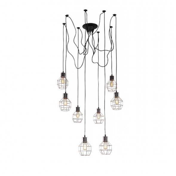 Люстра подвесная ST Luce Rete, 8 плафонов, черный с латунью (SL192.303.08)