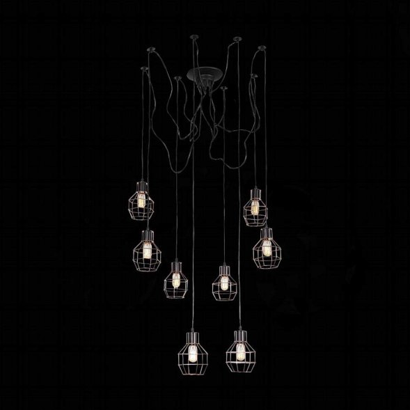Люстра подвесная ST Luce Rete, 8 плафонов, черный с латунью (SL192.303.08)