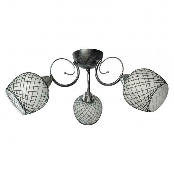 Люстра потолочная Toplight Gloria, 3 плафона, хром с черным и белым (TL7470X-03BP)